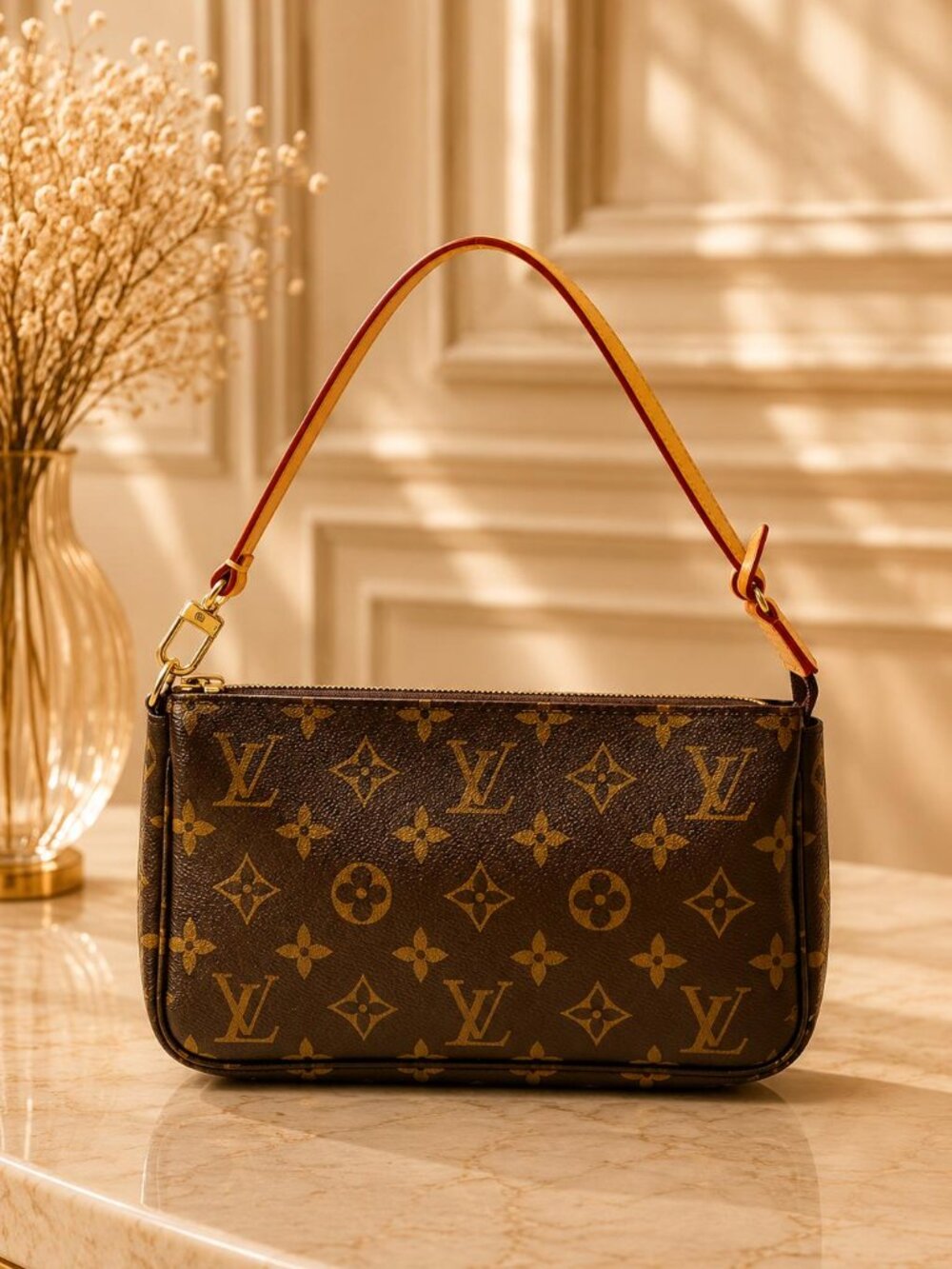 Authentic Louis Vuitton Pochette Accessoires Monogram Canvas Shoulder Bag